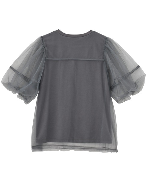 RANAN（ラナン）の「チュールレイヤードボリューム袖トップス（Tシャツ/カットソー・レディース・ブラック/オフホワイト/ピンク/チャコール・LL/L/M）」の9枚目の写真