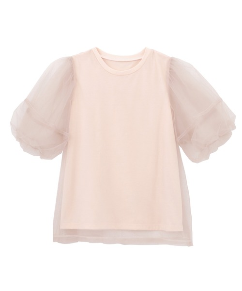 RANAN（ラナン）の「チュールレイヤードボリューム袖トップス（Tシャツ/カットソー・レディース・ブラック/オフホワイト/ピンク/チャコール・LL/L/M）」の8枚目の写真