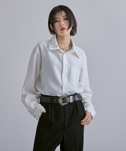 Ellno Loset(エルノロゼット)の「スタッズツキシャツ(シャツ/ブラウス・メンズ・ブラック/オフホワイト・LARGE/MEDIUM/SMALL)」の2枚目の写真