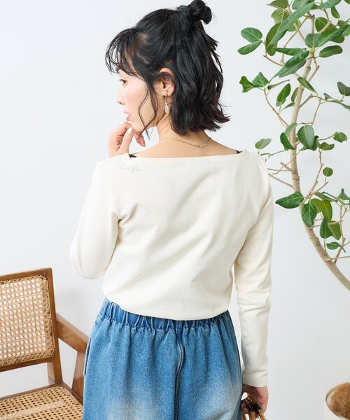FREAK'S STORE（フリークスストア）の「ワンポイント刺繍 コンパクトバスクシャツ/ボーダーロンT（Tシャツ/カットソー・レディース・イエロー/レッド/ネイビー/オフホワイト/グレー・ﾌﾘ-）」の3枚目の写真