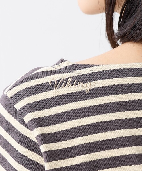 FREAK'S STORE（フリークスストア）の「ワンポイント刺繍 コンパクトバスクシャツ/ボーダーロンT（Tシャツ/カットソー・レディース・イエロー/レッド/ネイビー/オフホワイト/グレー・ﾌﾘ-）」の12枚目の写真
