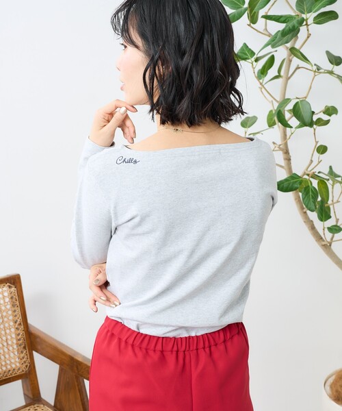 FREAK'S STORE（フリークスストア）の「ワンポイント刺繍 コンパクトバスクシャツ/ボーダーロンT（Tシャツ/カットソー・レディース・イエロー/レッド/ネイビー/オフホワイト/グレー・ﾌﾘ-）」の15枚目の写真
