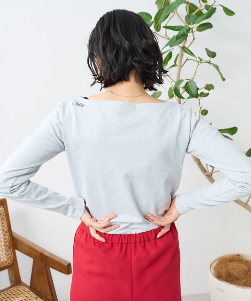 FREAK'S STORE（フリークスストア）の「ワンポイント刺繍 コンパクトバスクシャツ/ボーダーロンT（Tシャツ/カットソー・レディース・イエロー/レッド/ネイビー/オフホワイト/グレー・ﾌﾘ-）」の16枚目の写真