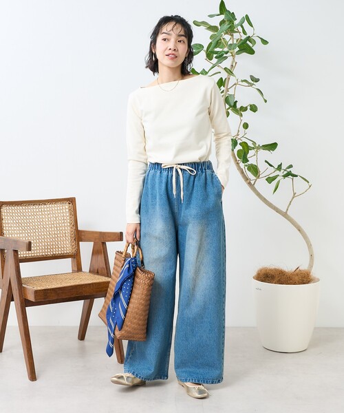 FREAK'S STORE（フリークスストア）の「ワンポイント刺繍 コンパクトバスクシャツ/ボーダーロンT（Tシャツ/カットソー・レディース・イエロー/レッド/ネイビー/オフホワイト/グレー・ﾌﾘ-）」の18枚目の写真