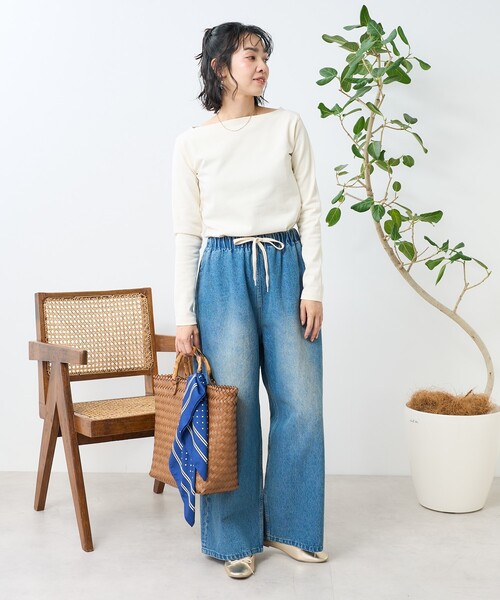 FREAK'S STORE（フリークスストア）の「ワンポイント刺繍 コンパクトバスクシャツ/ボーダーロンT（Tシャツ/カットソー・レディース・イエロー/レッド/ネイビー/オフホワイト/グレー・ﾌﾘ-）」の19枚目の写真