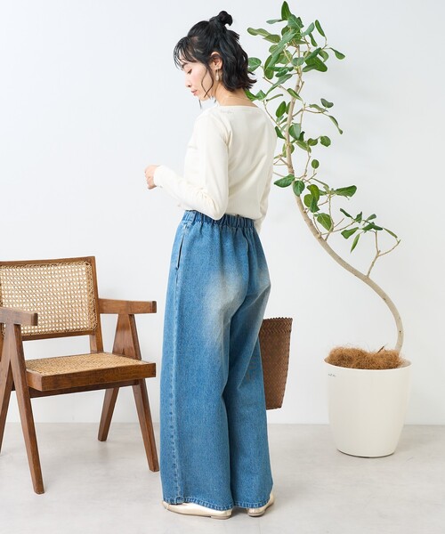 FREAK'S STORE（フリークスストア）の「ワンポイント刺繍 コンパクトバスクシャツ/ボーダーロンT（Tシャツ/カットソー・レディース・イエロー/レッド/ネイビー/オフホワイト/グレー・ﾌﾘ-）」の21枚目の写真