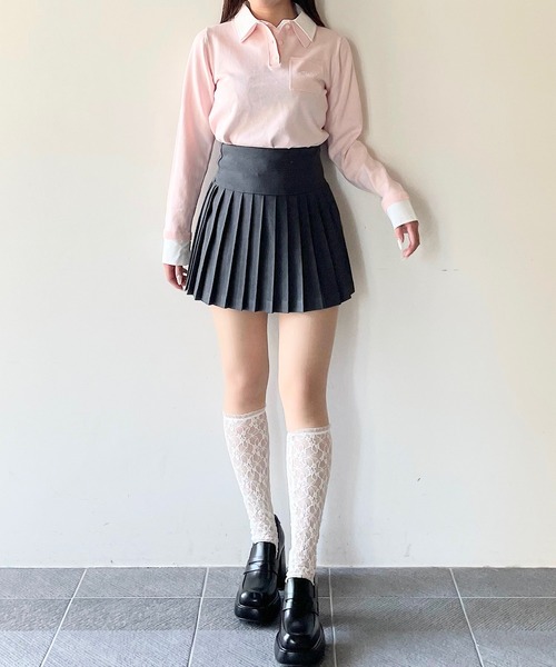 NOMAE(ノーマエ)の「ダブルカラーポロニット(Tシャツ/カットソー・レディース・ホワイト系その他/ネイビー/ブルー系その他/ピンク/グレー・FREE)」の5枚目の写真