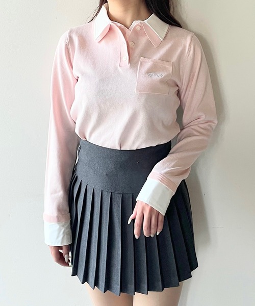 NOMAE(ノーマエ)の「ダブルカラーポロニット(Tシャツ/カットソー・レディース・ホワイト系その他/ネイビー/ブルー系その他/ピンク/グレー・FREE)」の22枚目の写真