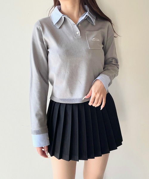 NOMAE(ノーマエ)の「ダブルカラーポロニット(Tシャツ/カットソー・レディース・ホワイト系その他/ネイビー/ブルー系その他/ピンク/グレー・FREE)」の8枚目の写真