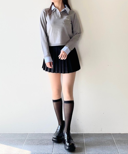 NOMAE(ノーマエ)の「ダブルカラーポロニット(Tシャツ/カットソー・レディース・ホワイト系その他/ネイビー/ブルー系その他/ピンク/グレー・FREE)」の11枚目の写真
