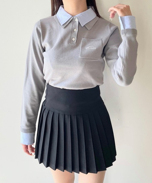 NOMAE(ノーマエ)の「ダブルカラーポロニット(Tシャツ/カットソー・レディース・ホワイト系その他/ネイビー/ブルー系その他/ピンク/グレー・FREE)」の13枚目の写真