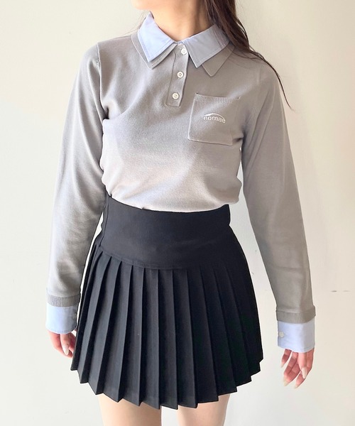 NOMAE(ノーマエ)の「ダブルカラーポロニット(Tシャツ/カットソー・レディース・ホワイト系その他/ネイビー/ブルー系その他/ピンク/グレー・FREE)」の15枚目の写真