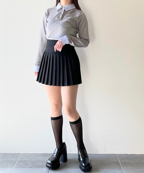 NOMAE(ノーマエ)の「ダブルカラーポロニット(Tシャツ/カットソー・レディース・ホワイト系その他/ネイビー/ブルー系その他/ピンク/グレー・FREE)」の18枚目の写真