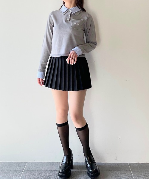 NOMAE(ノーマエ)の「ダブルカラーポロニット(Tシャツ/カットソー・レディース・ホワイト系その他/ネイビー/ブルー系その他/ピンク/グレー・FREE)」の10枚目の写真