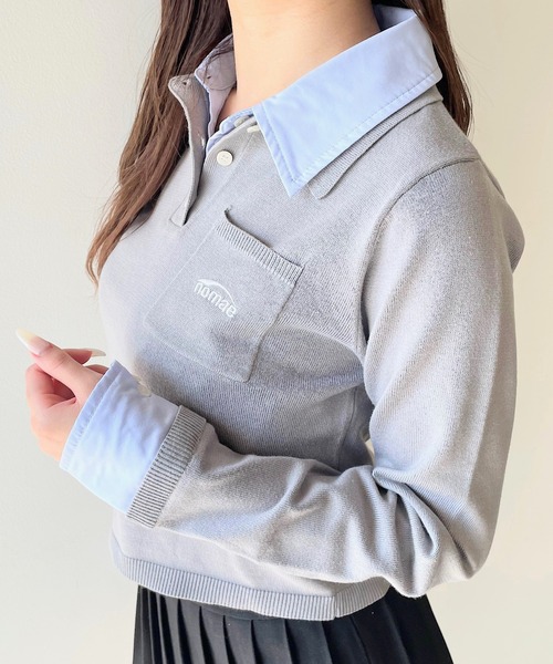 NOMAE(ノーマエ)の「ダブルカラーポロニット(Tシャツ/カットソー・レディース・ホワイト系その他/ネイビー/ブルー系その他/ピンク/グレー・FREE)」の17枚目の写真
