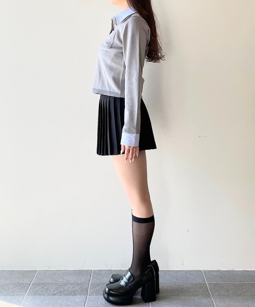 NOMAE(ノーマエ)の「ダブルカラーポロニット(Tシャツ/カットソー・レディース・ホワイト系その他/ネイビー/ブルー系その他/ピンク/グレー・FREE)」の20枚目の写真