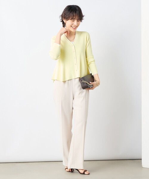 NOLLEY’S Sophi（ノーリーズソフィ）の「【追加】《手洗い可能》マルチファンクションリブフレアVネックカーディガン（カーディガン/ボレロ・レディース・ホワイト/ミント/ダークネイビー/クリーム/ライトブルー・38）」の14枚目の写真