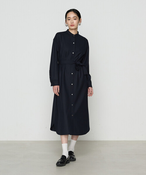 K.T KIYOKO TAKASE（キヨコタカセ）の「両面起毛ツイル シャツドレス（ワンピース・レディース・ネイビー・9号）」の4枚目の写真