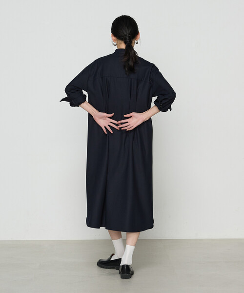 K.T KIYOKO TAKASE（キヨコタカセ）の「両面起毛ツイル シャツドレス（ワンピース・レディース・ネイビー・9号）」の9枚目の写真