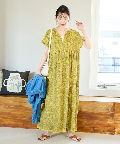 FREAK'S STORE（フリークスストア）の「限定展開　インド ペイズリースキッパー ワンピース（ワンピース・レディース・ブラック/ネイビー/オレンジ/イエロー/グリーン・SMALL/MEDIUM）」の6枚目の写真