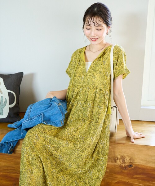 FREAK'S STORE（フリークスストア）の「限定展開　インド ペイズリースキッパー ワンピース（ワンピース・レディース・ブラック/ネイビー/オレンジ/イエロー/グリーン・SMALL/MEDIUM）」の11枚目の写真