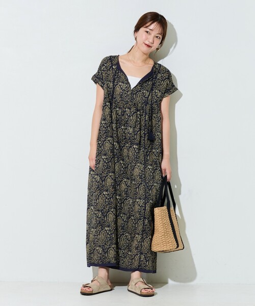 FREAK'S STORE（フリークスストア）の「限定展開　インド ペイズリースキッパー ワンピース（ワンピース・レディース・ブラック/ネイビー/オレンジ/イエロー/グリーン・SMALL/MEDIUM）」の21枚目の写真