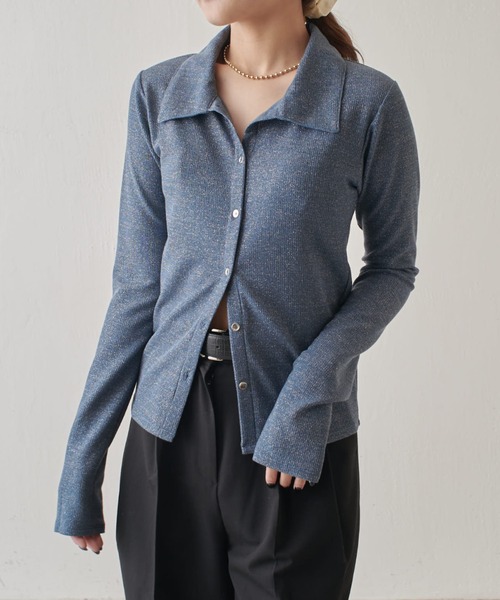 Lui's(ルイス)の「ラメリブカーディガン(カーディガン/ボレロ・レディース・ブルー/シルバー/ブラック・FREE)」の2枚目の写真