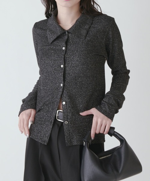 Lui's(ルイス)の「ラメリブカーディガン(カーディガン/ボレロ・レディース・ブルー/シルバー/ブラック・FREE)」の1枚目の写真