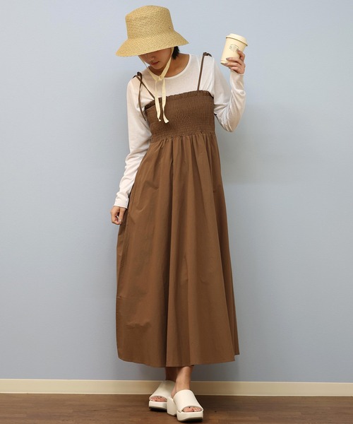 ムラサキスポーツ(ムラサキスポーツ)の「RIKKA FEMME/リッカファム リボンキャミワンピース RF25SS17(ワンピース・レディース・ブラウン/ブラック・FREE)」の14枚目の写真