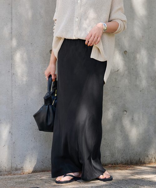 FRAMeWORK（フレームワーク）の「≪追加≫シルキーキュプラバイアススカート（スカート・レディース・ブラック/ホワイト系その他・36/38/40）」の9枚目の写真