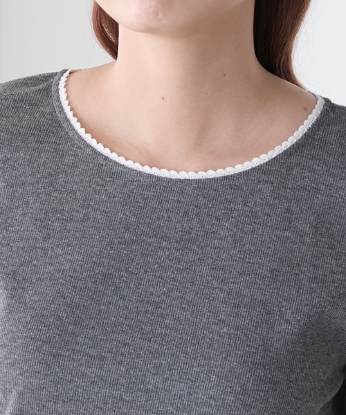 BONLECILL(ボンルシール)の「【イージーケア/マシンウォッシャブル】ランタンスリーブスカラップレースリブT(Tシャツ/カットソー・レディース・レッド/ブラック×ホワイト/ネイビー系1/オフホワイト/チャコールグレー/ブラック/ネイビー/グリーン・FREE)」の21枚目の写真