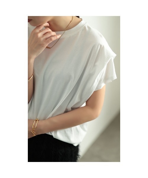 Sawa a la mode(サワアラモード)の「タックスリーブコットンカットソー(Tシャツ/カットソー・レディース・ホワイト/ブラウン/ブラック/杢グレー・FREE)」の10枚目の写真