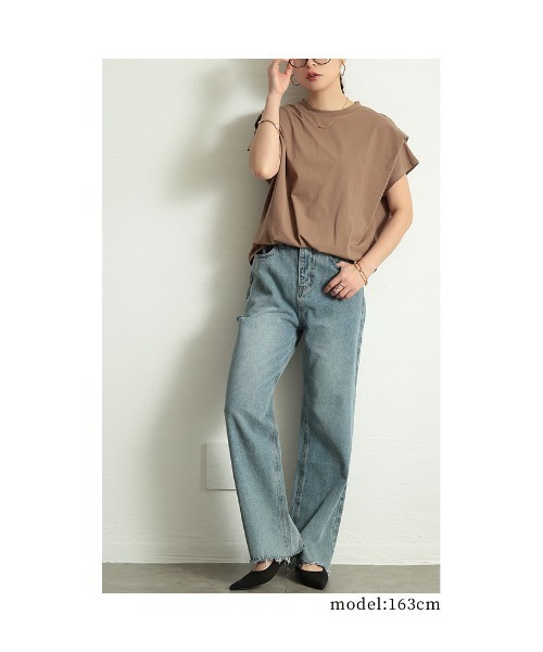 Sawa a la mode(サワアラモード)の「タックスリーブコットンカットソー(Tシャツ/カットソー・レディース・ホワイト/ブラウン/ブラック/杢グレー・FREE)」の13枚目の写真