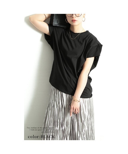 Sawa a la mode(サワアラモード)の「タックスリーブコットンカットソー(Tシャツ/カットソー・レディース・ホワイト/ブラウン/ブラック/杢グレー・FREE)」の16枚目の写真