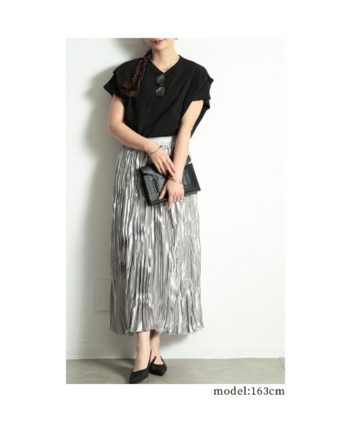 Sawa a la mode(サワアラモード)の「タックスリーブコットンカットソー(Tシャツ/カットソー・レディース・ホワイト/ブラウン/ブラック/杢グレー・FREE)」の18枚目の写真