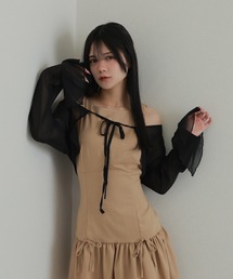 sheer flare cuffs short bolero tops/シアーフレアカフスショートボレロトップス
