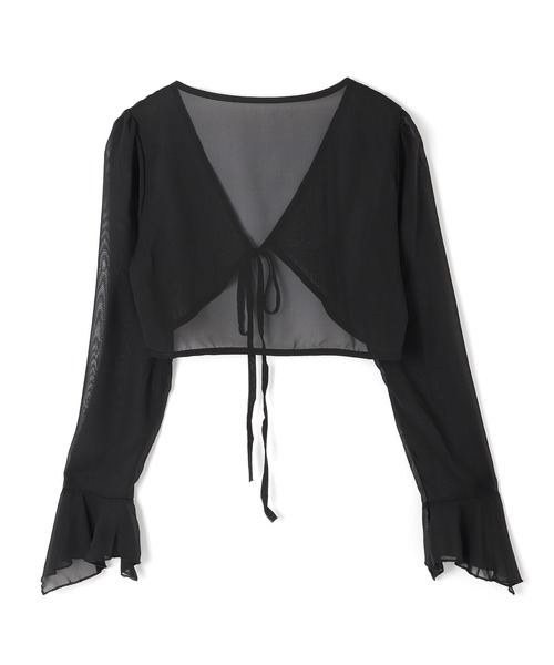 M DOLLY(エムドリー)の「sheer flare cuffs short bolero tops/シアーフレアカフスショートボレロトップス(カーディガン/ボレロ・レディース・ブラック/アイボリー・FREE)」の3枚目の写真