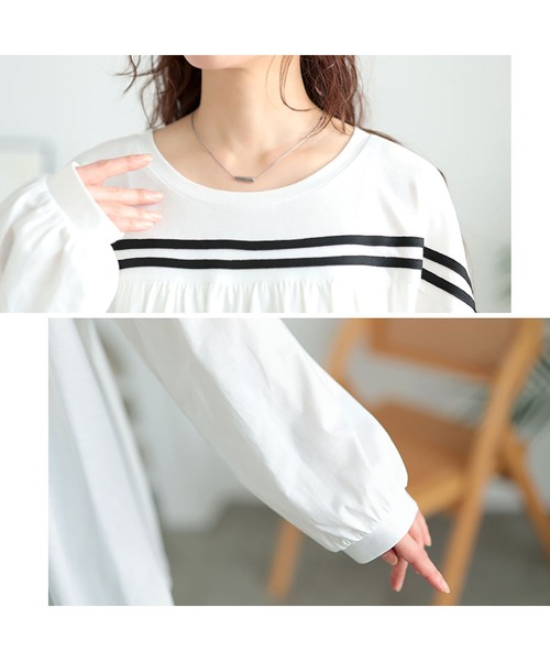 GOLDJAPAN(ゴールドジャパン)の「配色ラインフレアプルオーバー【大きいサイズ対応】(Tシャツ/カットソー・レディース・ブラック/ホワイト・LL~3L/4L~5L)」の11枚目の写真