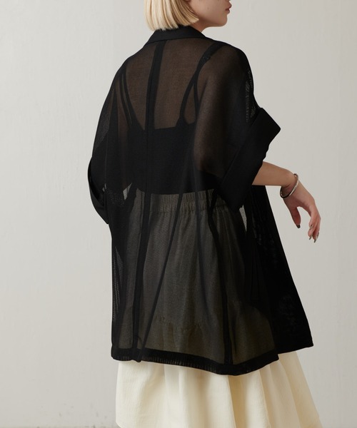 Lui's(ルイス)の「【夏の体型カバーに!】メッシュ半袖ジャケット(テーラードジャケット・レディース・ブラック/アイボリー/チャコールグレー・FREE)」の14枚目の写真