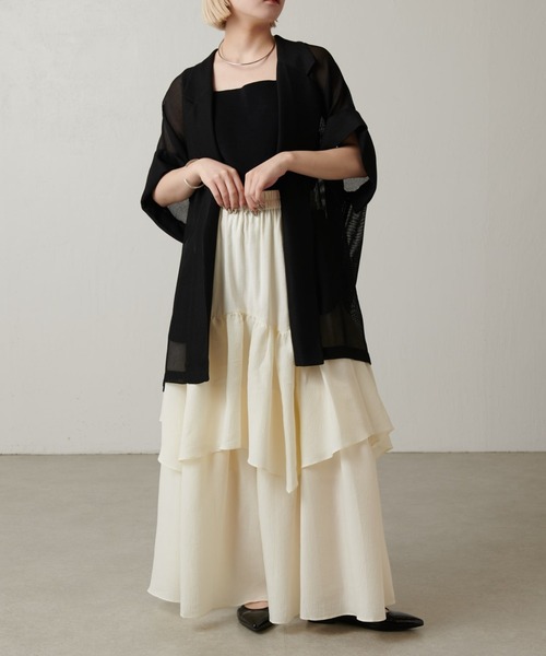 Lui's(ルイス)の「【夏の体型カバーに!】メッシュ半袖ジャケット(テーラードジャケット・レディース・ブラック/アイボリー/チャコールグレー・FREE)」の16枚目の写真