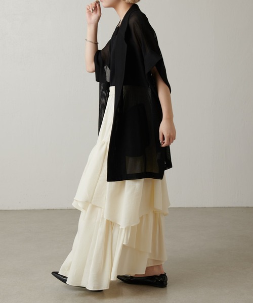 Lui's(ルイス)の「【夏の体型カバーに!】メッシュ半袖ジャケット(テーラードジャケット・レディース・ブラック/アイボリー/チャコールグレー・FREE)」の20枚目の写真