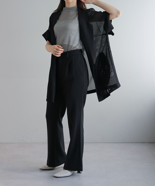 Lui's(ルイス)の「【夏の体型カバーに!】メッシュ半袖ジャケット(テーラードジャケット・レディース・ブラック/アイボリー/チャコールグレー・FREE)」の11枚目の写真