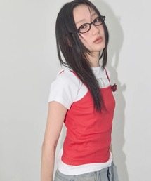 A'GEM/9 × .kom 『 FANCY CLUB/ファンシークラブ』 3-WAY LETTERING CORSAGE TEE/3WAY レタリング TEE