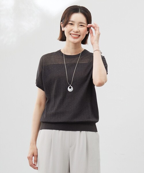 J.PRESS(ジェイプレス)の「【WEB限定カラーあり・洗える】Vis/Peスパーク ストライプ ニット(ニット/セーター・レディース・ブラウン系/ライトグレー系/ダークブラウン系/アイボリー系/イエロー系・T15/T13)」の3枚目の写真