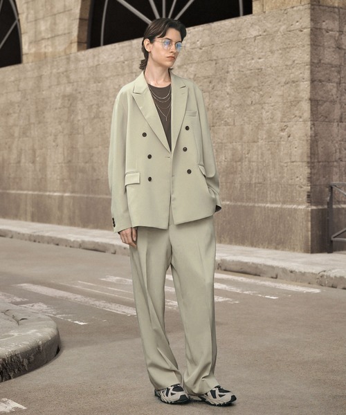 JieDa 22ssダブルテーラードジャケット＋タックベルトパンツセットアップ