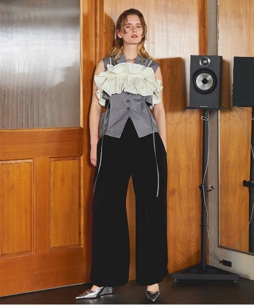 MAISON SPECIAL（メゾンスペシャル）の「Drawstring Wide Easy Pants/ドローストリングワイドイージーパンツ■セットアップ対応■（スラックス・レディース・ブラック/グレー・38/36）」の8枚目の写真