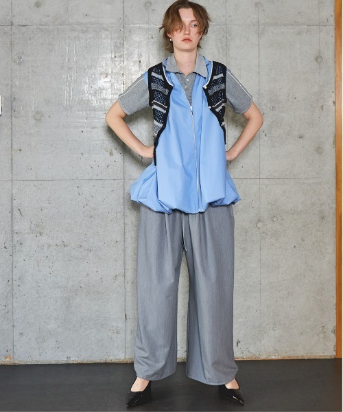 MAISON SPECIAL（メゾンスペシャル）の「Drawstring Wide Easy Pants/ドローストリングワイドイージーパンツ■セットアップ対応■（スラックス・レディース・ブラック/グレー・38/36）」の7枚目の写真