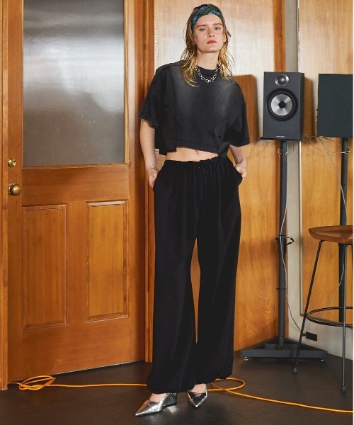 MAISON SPECIAL（メゾンスペシャル）の「Drawstring Wide Easy Pants/ドローストリングワイドイージーパンツ■セットアップ対応■（スラックス・レディース・ブラック/グレー・38/36）」の9枚目の写真