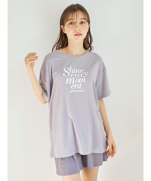 セール】【接触冷感】ロゴTシャツ&リブショートパンツセット