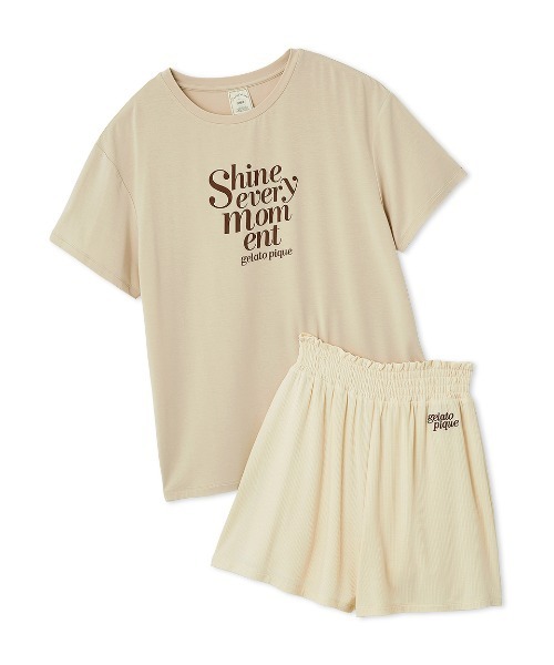 セール】【接触冷感】ロゴTシャツ&リブショートパンツセット